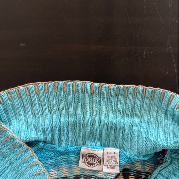 VINTAGE Rod’s Turquoise Patterned Sweater - Picture 9 of 9